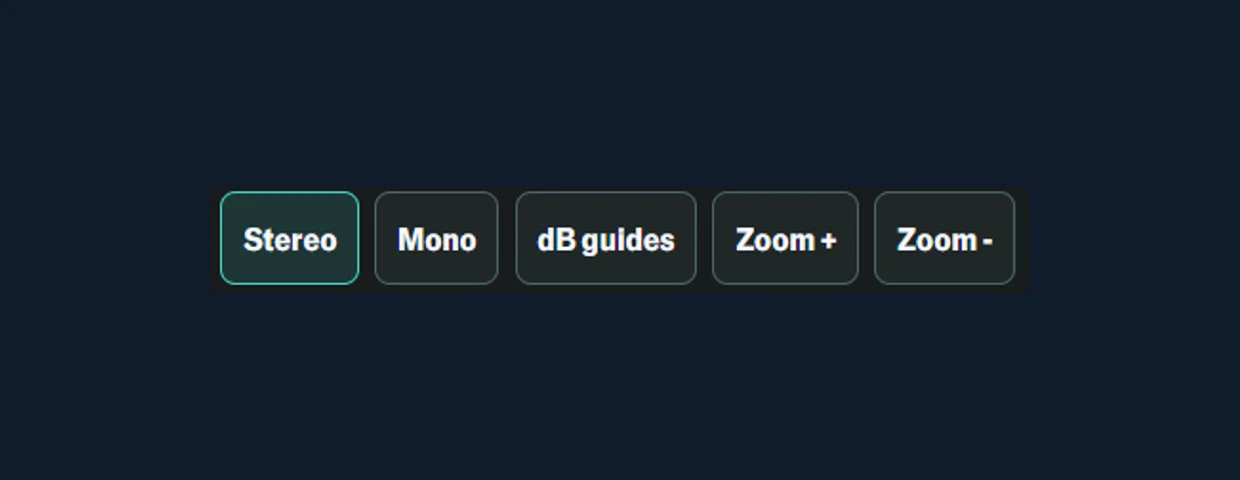 Stereo, Mono, dB guides and zoom controls above the waveform.
